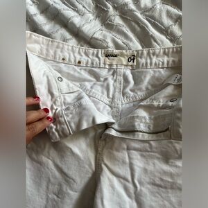 High waisted white denim shorts